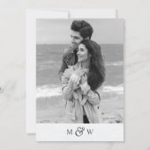 白黒のグラフィックモダンリーフ結婚ズ セーブザデート (裏面)