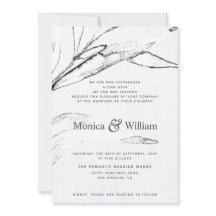 白黒のグラフィックモダンリーフ結婚ズ