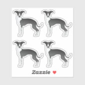 白黒のグレイハウンドイタリアンマンガ犬 シール (シート)