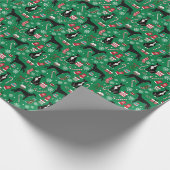 白黒のグレイハウンド犬のクリスマス ラッピングペーパー (角)