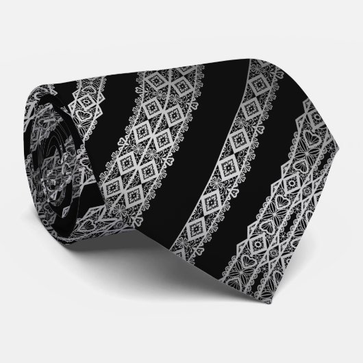 白黒のグレーとシルバーのネクタイ ネクタイ (ロール)