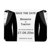 白黒のゲイ結婚式の日付の磁石を保存 マグネット (横)