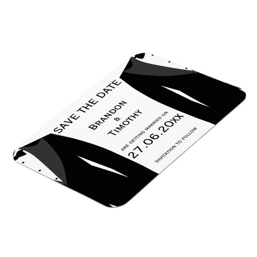 白黒のゲイ結婚式の日付の磁石を保存 マグネット (左側)