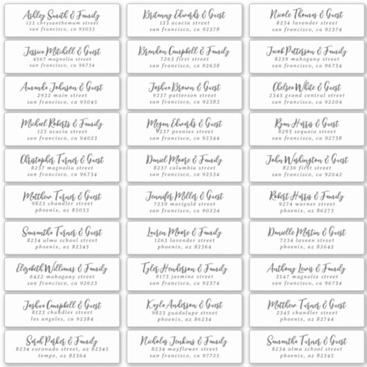 白黒のゲストシンプル名のア結婚ドレス シール (正面)