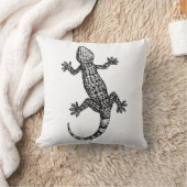 白黒のゲッコイラストレーション クッション (ブランケット)