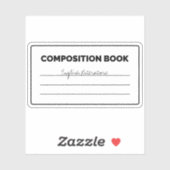 白黒のコンポジションブックの角丸四角形 シール (シート)