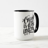 白黒のコーヒーはマグカップの中で愛している マグカップ (正面右)