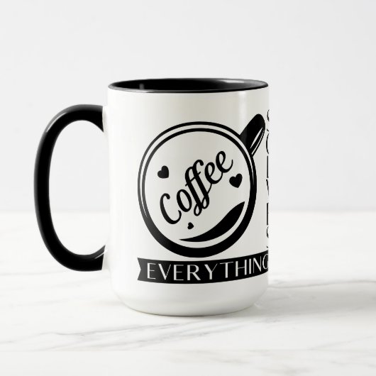 白黒のコーヒーは全てを解決する面白い引用符  マグカップ (左)