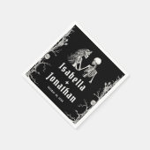 白黒のゴシック様式のハロウィン結婚スケルトン スタンダードカクテルナプキン (角)