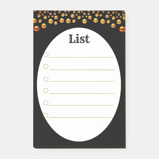 白黒のゴールデン紙吹雪のPost_Itノート ポストイット (正面)