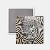 白黒のサイケデリックデザイン マグネット (正面/裏面)