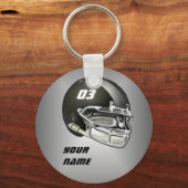 白黒のサッカーヘルメット キーホルダー (正面)