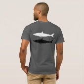 白黒のサメの水泳 Tシャツ (裏面フル)