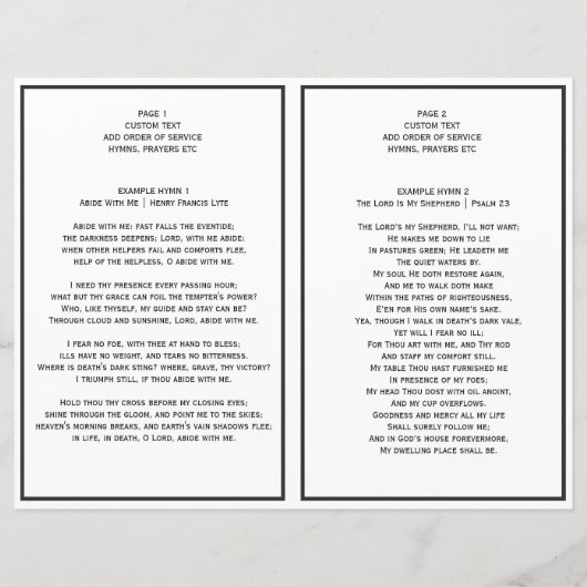 白黒のサービス順プログラム (裏面)