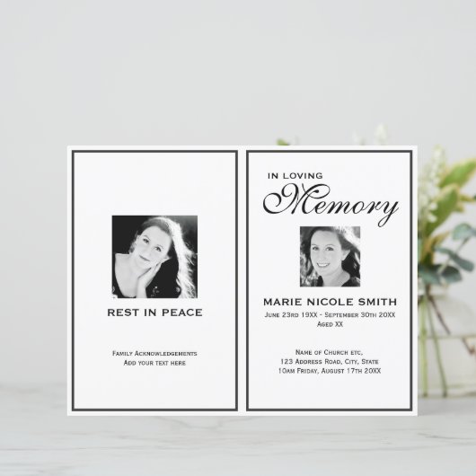 白黒のサービス順プログラム (スタンド正面)