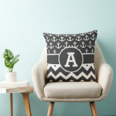 白黒のシェブロンのパーソナライズで航海のないかり クッション (椅子)
