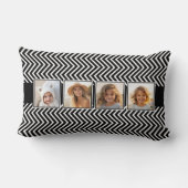 白黒のシェブロン模様を使用したコラージュ ランバークッション (裏面)