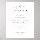 白黒のシグネチャーカクテル結婚メニューの署名 ポスター (正面)