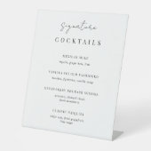 白黒のシグネチャーカクテル結婚メニューの署名 台座サイン (正面)