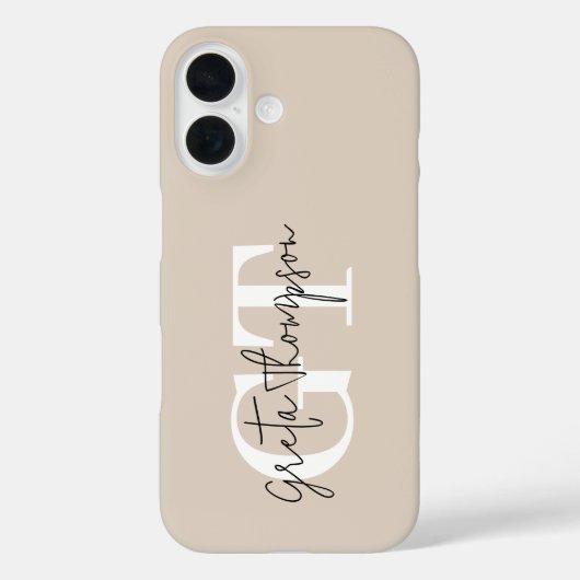 白黒のシグネチャー 名前 モノグラム ベージュ Case-Mate iPhoneケース (裏面)