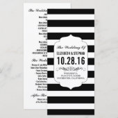 白黒のシックなストライプ結婚式のプログラム プログラム (正面/裏面)