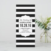 白黒のシックなストライプ結婚式のプログラム プログラム (スタンド正面)