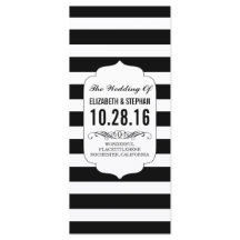 白黒のシックなストライプ結婚式のプログラム