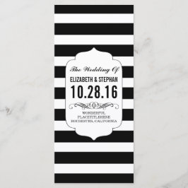 白黒のシックなストライプ結婚式のプログラム プログラム
