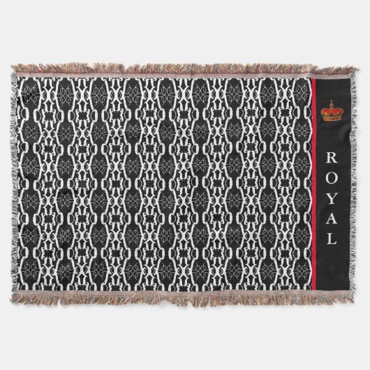 白黒のシックな楕円形の幾何学的パターン スローブランケット (正面)