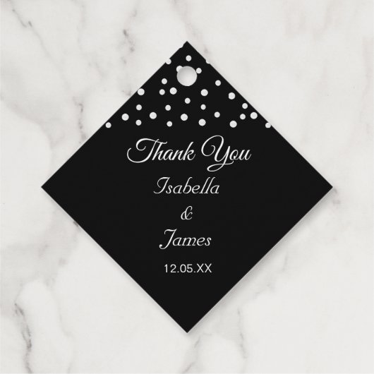 白黒のシックな結婚真珠 フェイバータグ (裏面)