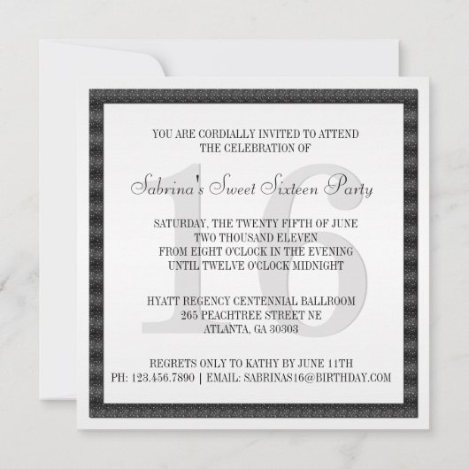 白黒のシマウマの招待のリボン及び宝石で飾られた弓 招待状 (裏面)