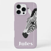 白黒のシマウマ ピンク 名前入り iPhoneケース (裏面)