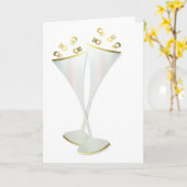 白黒のシャンペンフルート カード (黄色い花)