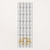 白黒のシルエットに金色のハス ヨガマット (正面)