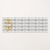 白黒のシルエットに金色のハス ヨガマット (正面(横))