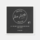 白黒のシンプルおもしろいモダンファクト結婚ー スタンダードカクテルナプキン (正面)