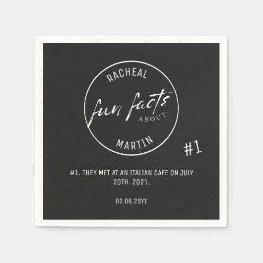 白黒のシンプルおもしろいモダンファクト結婚ー スタンダードカクテルナプキン (正面)