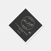 白黒のシンプルおもしろいモダンファクト結婚ー スタンダードカクテルナプキン (角)