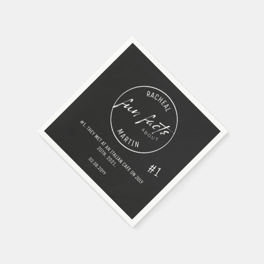 白黒のシンプルおもしろいモダンファクト結婚ー スタンダードカクテルナプキン (角)