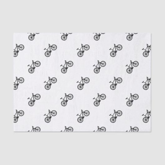 白黒のシンプルな手描きの自転車 薄葉紙 (正面)