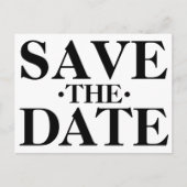 白黒のシンプルタイポグラフィ日付の保存 ポストカード (正面)