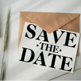 白黒のシンプルタイポグラフィ日付の保存 ポストカード