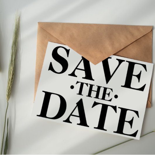 白黒のシンプルタイポグラフィ日付の保存 ポストカード