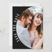 白黒のシンプル写真結婚の セーブザデート (正面)