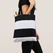 白黒のシンプル幅の超ストライプ幅 トートバッグ (クローズアップ)