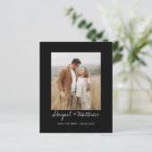 白黒のシンプル日付の保存招待状 (スタンド正面)