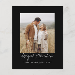 白黒のシンプル日付の保存招待状