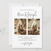 白黒のシンプル清浄数々の写結婚真 招待状 (正面)