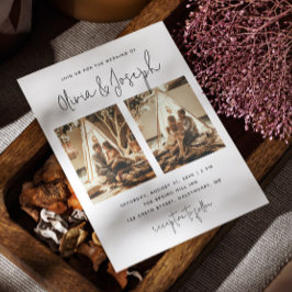 白黒のシンプル清浄数々の写結婚真 招待状