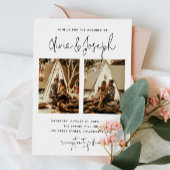 白黒のシンプル清浄数々の写結婚真 招待状